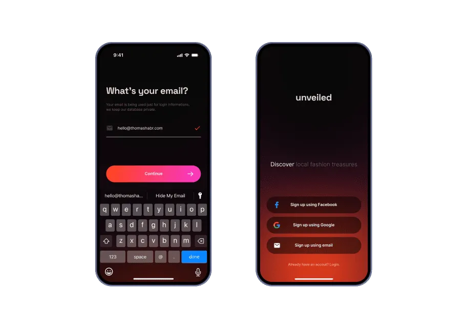 Unveiled — iOS app design