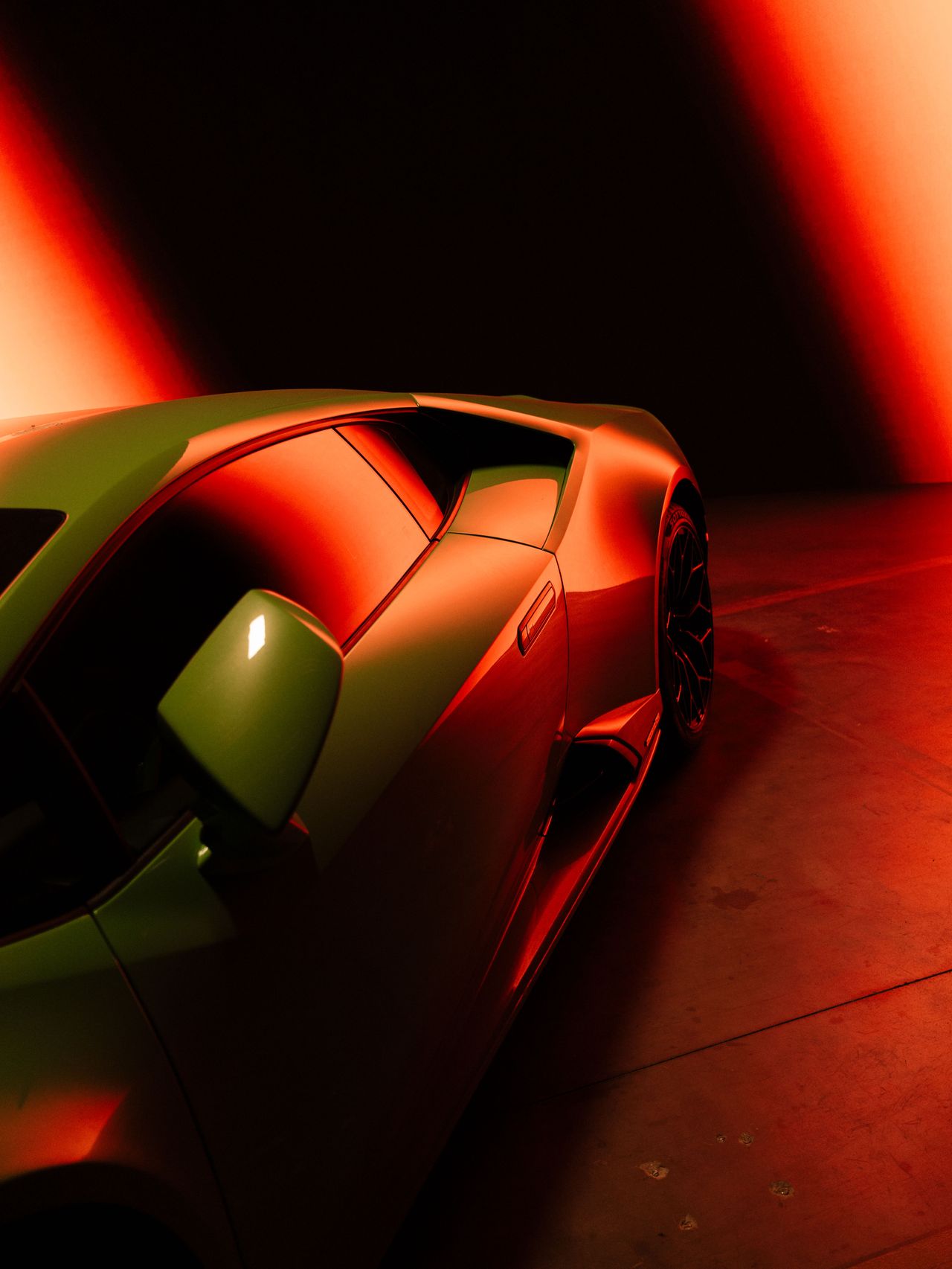 Lamborghini Aventador orange dramatic lighting official commercial shoot — Thomas Habr automotive photographer
