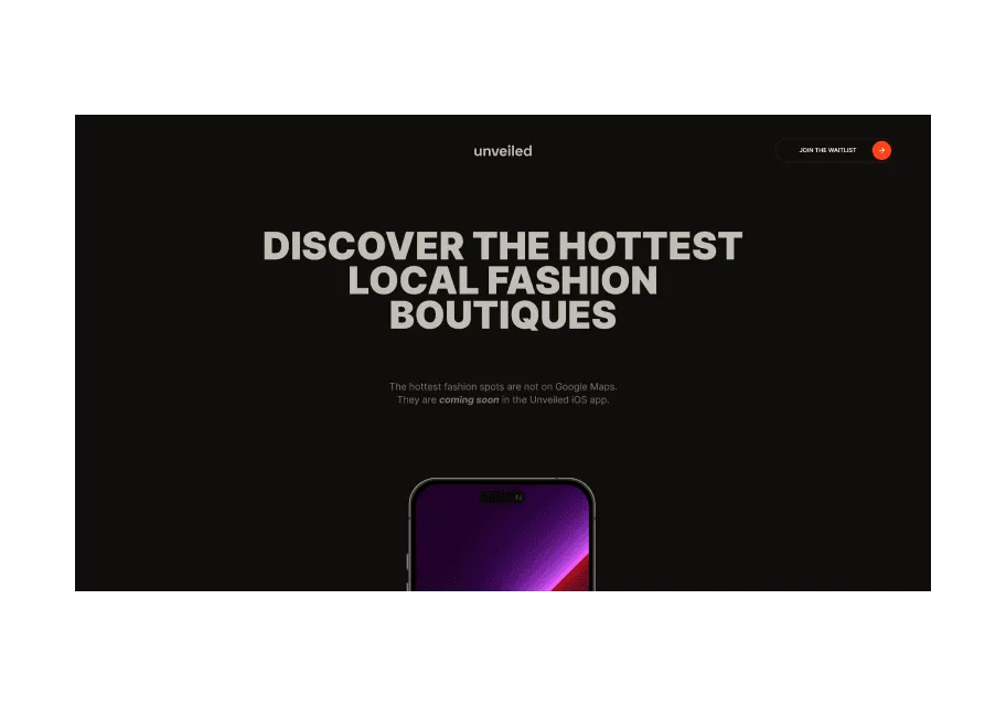 Unveiled – Landing Page — Web design